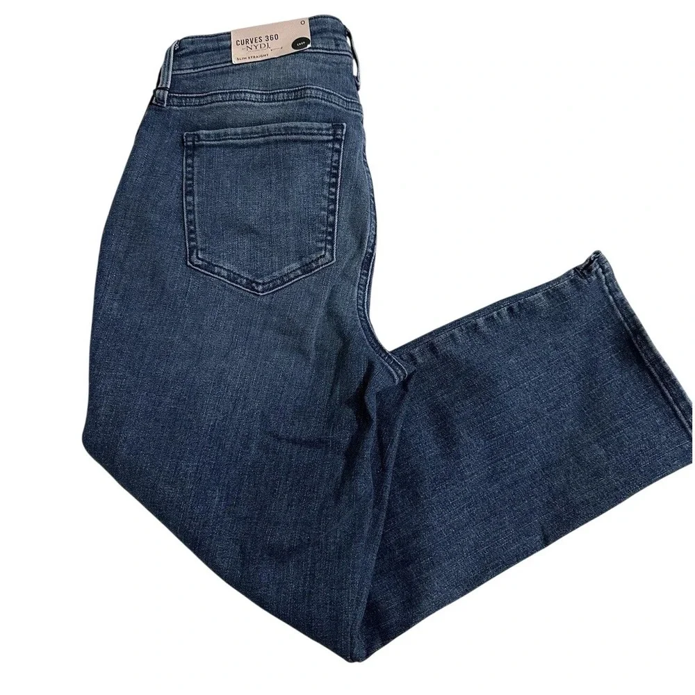 NYDJ Womens Curves 360 Slim Straight Crop Side Slits Jeans Caliente Blue Size 0 - Picture 3 of 6